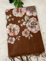 Semi tussar saree with applique work and embroidery MTS3711