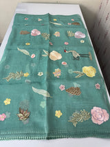 Tissue organza saree with thread pollen work MS15242