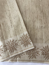 Blended tussar saree with embriodery - MS8665 Chikoo