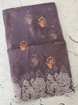 Soft crush Organza saree with embroidery and applique work MS14764 DustyMauve