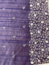Semi tussar saree with embroidery MST121 - Purple