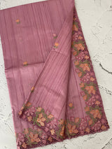 Blended tussar saree with cutwork border- MSHK695