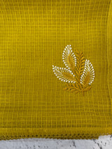 Kota checks saree with embroidery - MS7679 GreenmixYellow