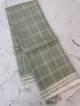 Soft organza saree with thread checks and sequence work MOS867 (5) - DustyGreen