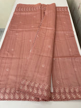 Semi tussar saree with cutwork MSHK566 DustyPeach