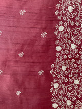 Semi tussar saree with embroidery MST121 - Maroon