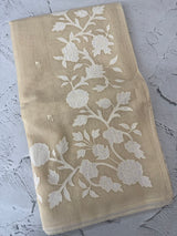 Jute linen saree with applique work MSH276 Chiku