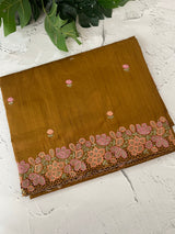 Blended tussar saree with cutwork border- MSHK695 SpicyMymustard