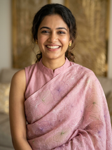 Mul chanderi saree with embroidery - MS1427 Pink