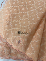 Kota Moonga saree with net applique borders MSH295- Peach