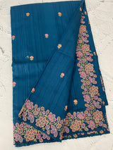Blended tussar saree with cutwork border- MSHK695 Teal