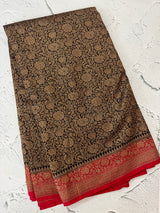 Banarasi semi katan saree with contrast border MKS455 Black to Red