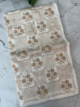 Kota checks saree with embroidery - MS7906 White to Gold