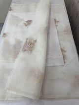 Soft Organza tissue Applique work saree MSLK113