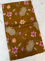 Blended tussar saree with applique work and embroidery MTSS451 SpicyMustard