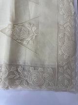 Viscose Organza saree with applique work-MSH101 Ivory
