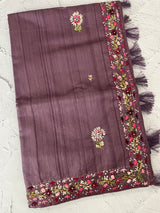 Blended tussar saree with kanta embroidery- MS5224