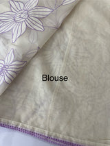 Mul chanderi applique work saree MSH182 - Offwhite to Lavender