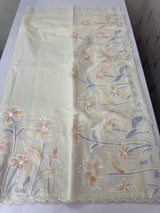 Soft mul chanderi saree with prints and embroidery MSH190 (4)- Ivory