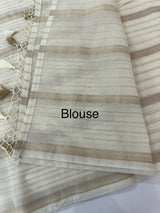 Mul chanderi saree with zari lines- MSH243