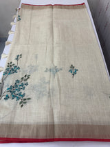 Tissue linen saree with handpainting and kanta work blouse MS14462 (7)