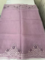 Cutwork Glass organza saree with Blouse MOS453 Lavender