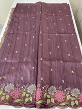 Cutwork Semi tussar saree with cross stitch embroidery MTSS855