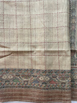 Madhubani Printed Semi tussar silk saree with Kanta work MBT6877 (2)