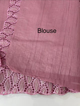Semi tussar saree with cutwork MSHK566 OnionPink