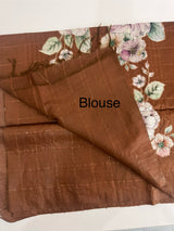 Semi tussar saree with applique work and embroidery MTS3711