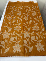 Semi organza saree with appliqué work - MSH906 DuskyOrange(1)