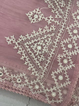 Tissue Organza saree with Kutch hand embroidery and mirror work - MS14799 PastelPink
