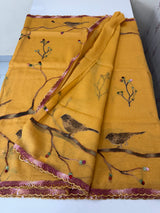 Crush Georgette-Organza saree with kanta embroidery and 3D prints saree MSB3
