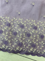 Glassy tissue organza saree with embroidery FKSF133- Lavender