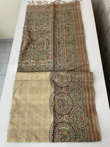 Madhubani Printed Semi tussar silk saree with Kanta work MBT6877 (5)