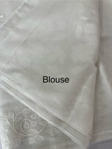 Mul chanderi- linen applique work saree MSH174 - White
