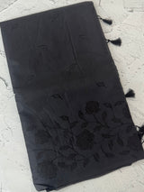 Mul chanderi saree with applique work MSH179 Black