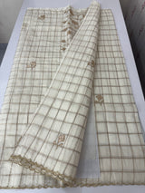 Checks Mul chanderi saree with tissue applique work MSH258(3)- Offwhite and Copper