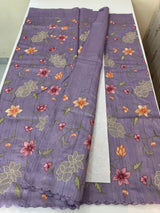 Blended tussar saree with applique work and embroidery MTSS451 Lavender