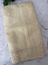Viscose Organza saree with applique work-MSH101 Ivory