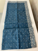 Semi tussar saree with embroidery MST121- Teal