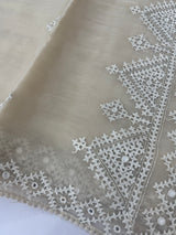 Tissue Organza saree with Kutch hand embroidery and mirror work - MS14799 Beige