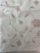 Mul chanderi tissue applique work saree MSH139 (2)- Offwhite