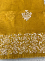 Soft kota checks saree with embroidery - MS7676 Yellow