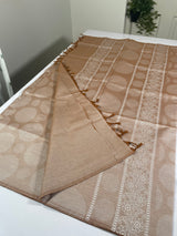 Printed poly cotton silk saree - MPCS419 PASTEL BROWN