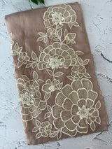 Georgette - Organza saree with applique work MS16057 Pastel DustyMauve