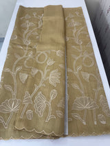 Blended Tussar silk saree with tissue applique work- MSH193 Beige