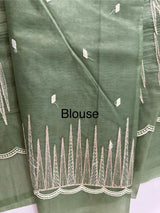 Semi soft Organza saree with zari thread work MSB8433 DustyGreen