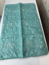 Soft kota silk saree with embriodery and organza applique work MS14509- Blue