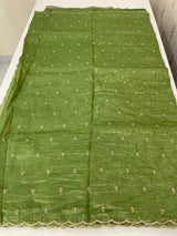 Soft crush Organza saree with embroidery and applique work MS14764